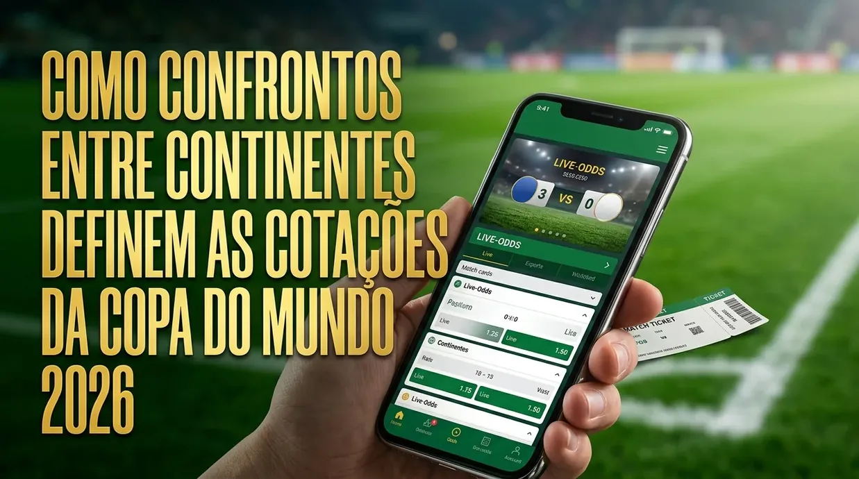 Mão segurando telefone com odds de futebol ao fundo.